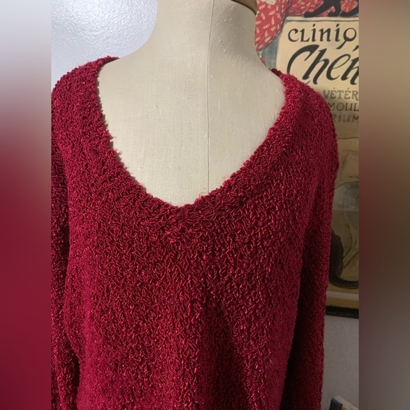 Chico’s Red Boucle V-Neck Sweater - Picture 5 of 10
